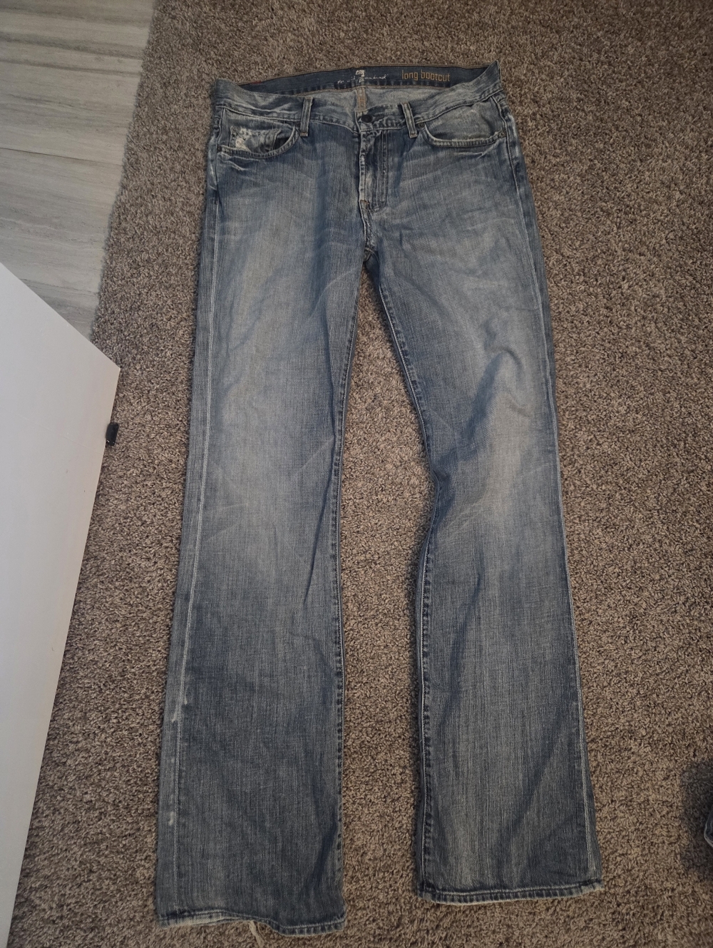 7 For All Mankind Men's Light Blue Bootcut Jeans